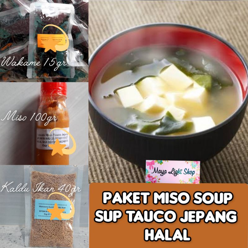 Paket bahan Miso Soup (Miso, Dashi, Wakame) sup rumput laut kaldu ikan tauco jepang wakame murah sup miso jepang halal