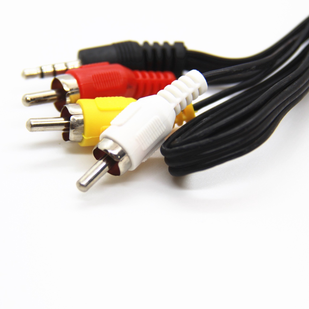 Kabel Adapter Audio Video 3.5mm Male Ke 3 Rca Kualitas Tinggi Untuk Dvd Laptop Tv Aux Av