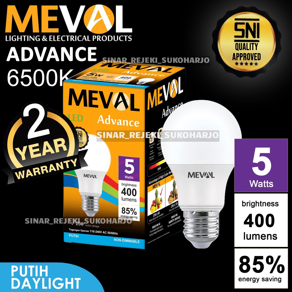 Meval Lampu LED Bulb Advance 5W - Putih