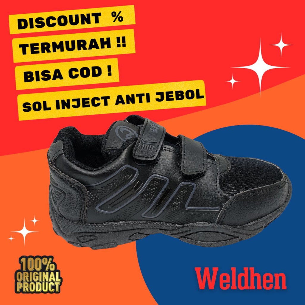 SEPATU SEKOLAH/SEPATU KREK/SEPATU VELCRO/SEPATU ANAK TK DAN SD/SEPATU TERBARU/SEPATU MURAH/SEPATU FORMAL/WELDHEN RAMPAS