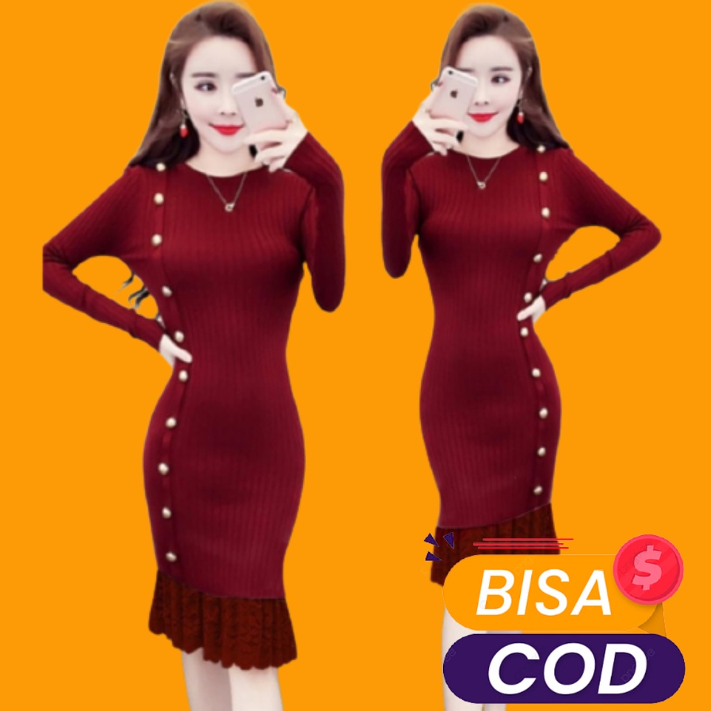 Baju Dress Pesta Natal Wanita Remaja Kondangan Murah Kekinian Terbaru 2021 Dress Devita Mustrad Maru