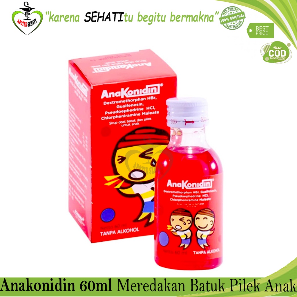 Anakonidin 60ml Rasa Cherry (Mengobati Batuk Dan Pilek Anak) -TanpaAlkohol