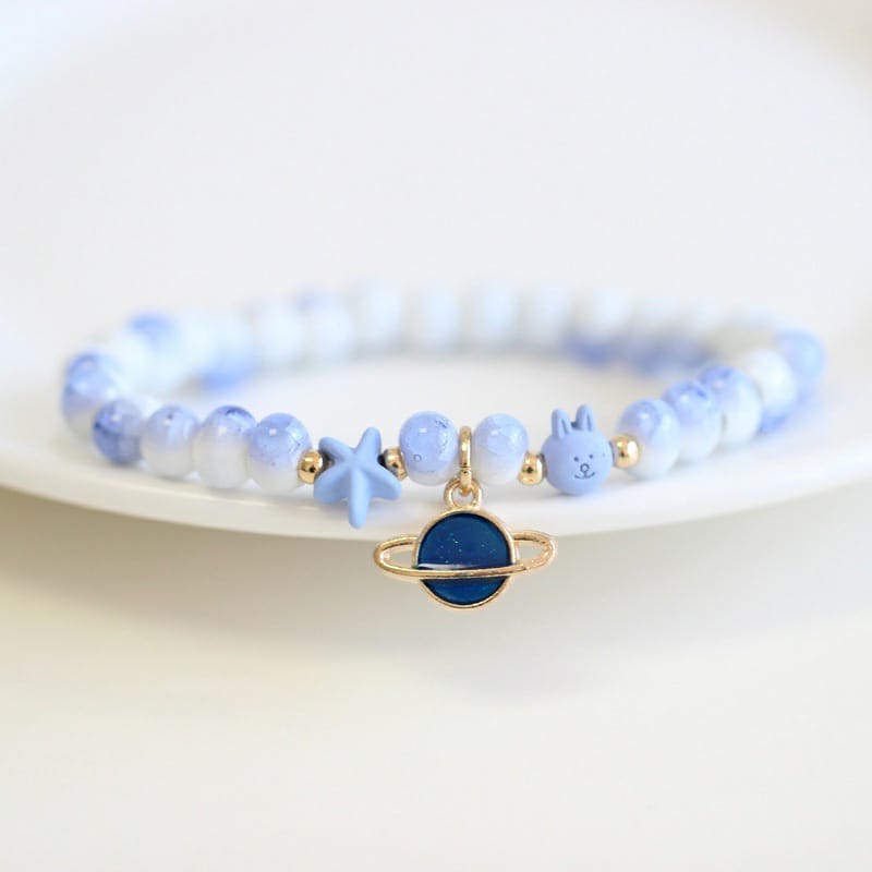 Gelang Unicorn Pearl Anak Premium Korea Pink Kado Cewek Peremuan Susu Planet Surat