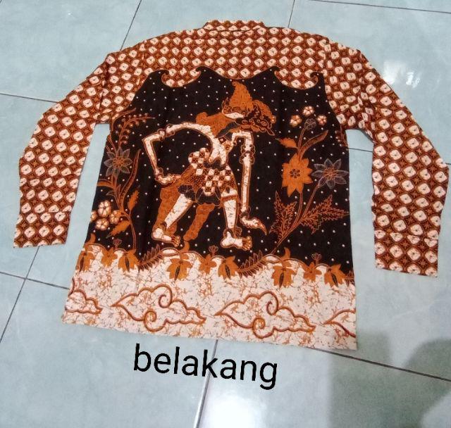 Batik Solo Wayang Kemeja Pria Full Furing Katun Cabut Primisima