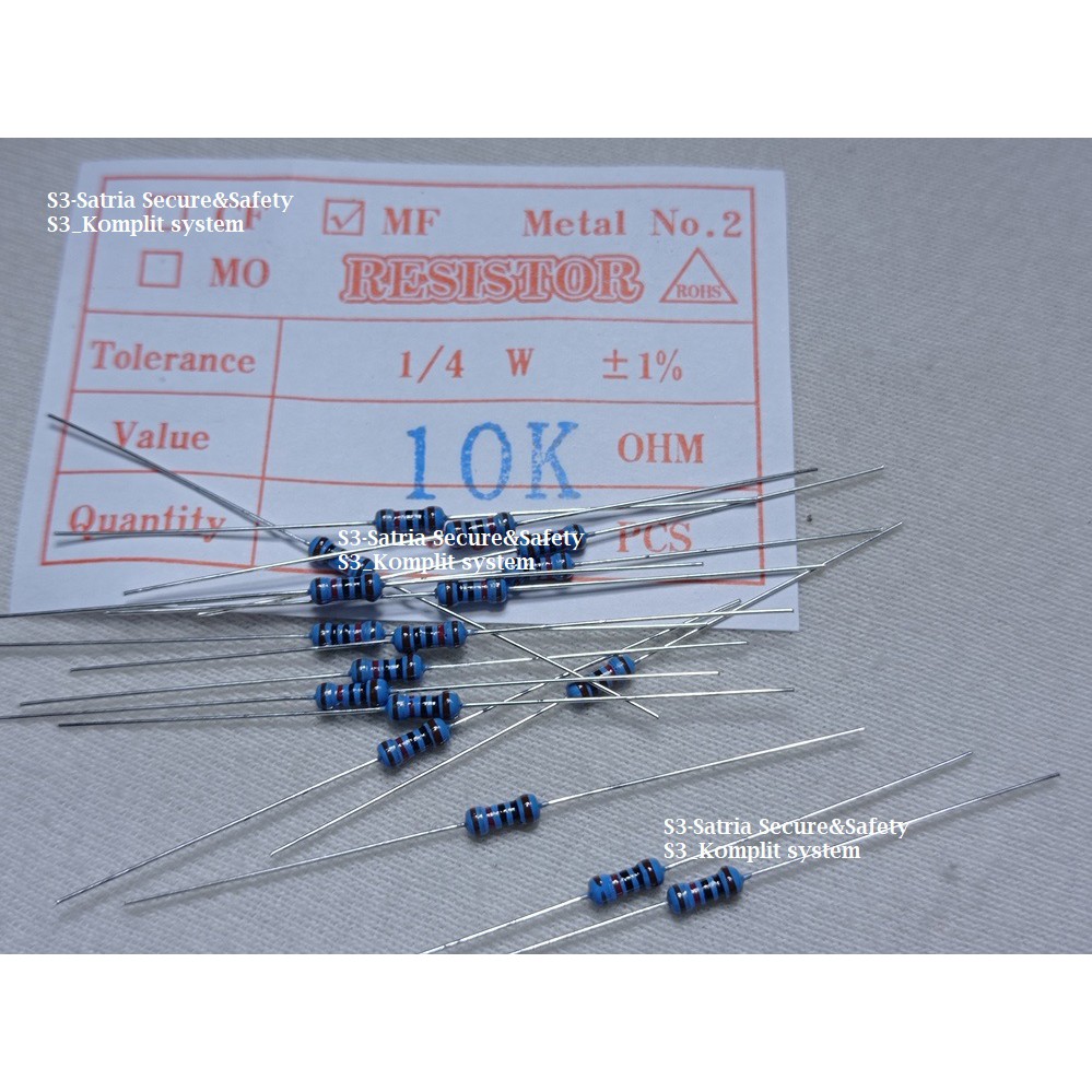 Biru MF 10K ohm 10kilo Resistor 1/4 W watt Metal Film 1 per 4 W 1/4W 10Kohm R 1/4watt