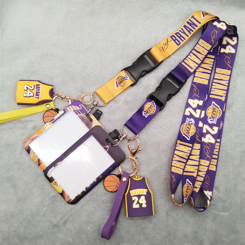 3 In 1 Tali Lanyard Leher Motif Bintang NBA Kobe Holder Kartu Kredit / Gantungan Kunci Anti Jatuh