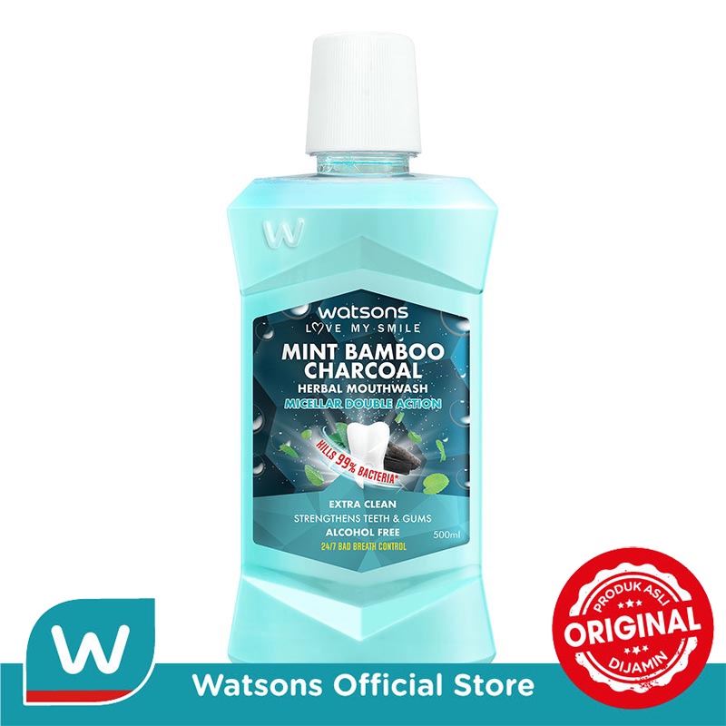Watsons Mint Bamboo Charcoal Herbal Mouthwash 500ml