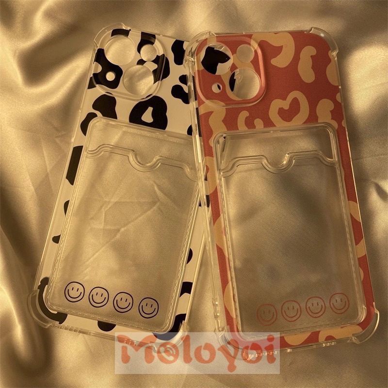 Soft Case TPU Motif Leopard Dengan Slot Kartu Untuk Iphone 11 12 13 Pro Max 7Plus 8 6 6s Plus Xs Max X Xr Se 2020