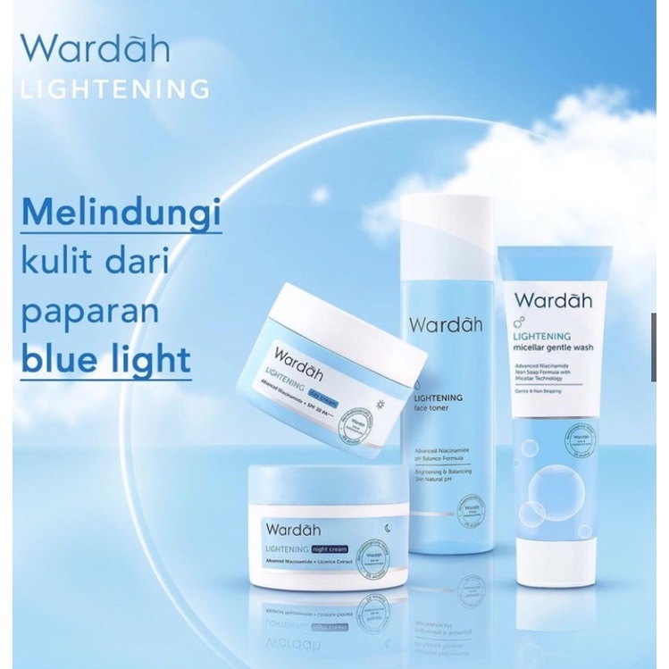 WARDAH PAKET PENCERAH LIGHTENING SERIES ( MILK - TONER - WHIP 100 - D/N 30 )