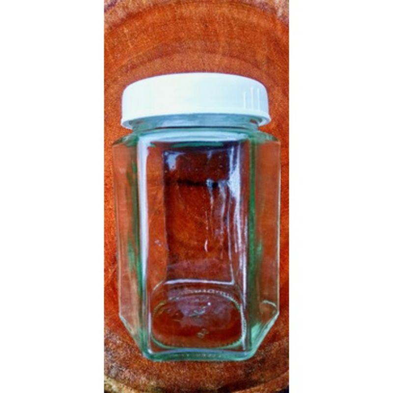 Toples kaca hexagonal 280ml Toples jar kaca