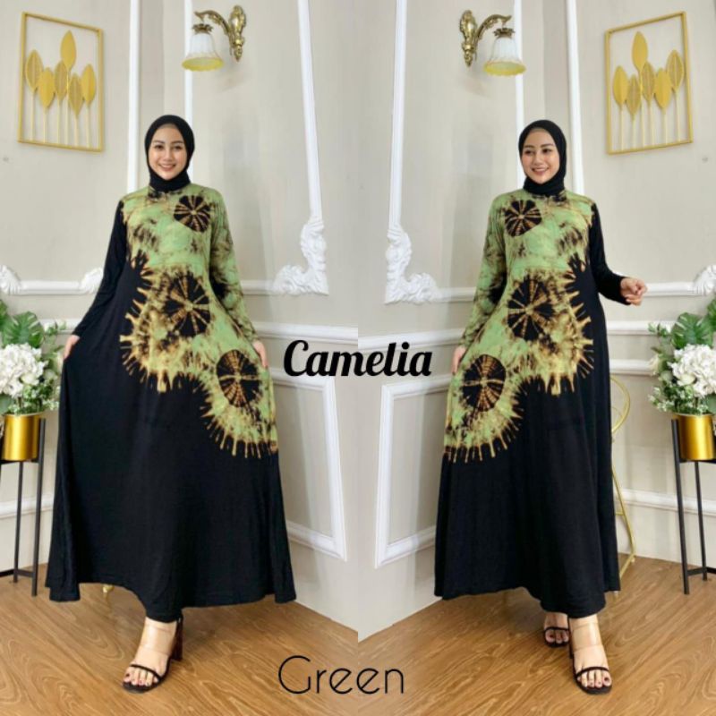 Gamis Black Tiedye Jumbo Abstrak Resleting Depan Busui Bumil Homedress Wanita Kekinian Katun Spandek Adem Terlaris