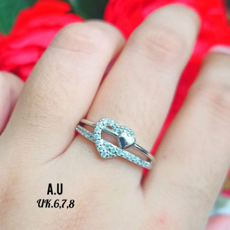 Cincin Dewasa permata motif love dauble ring tidak karat *COD*