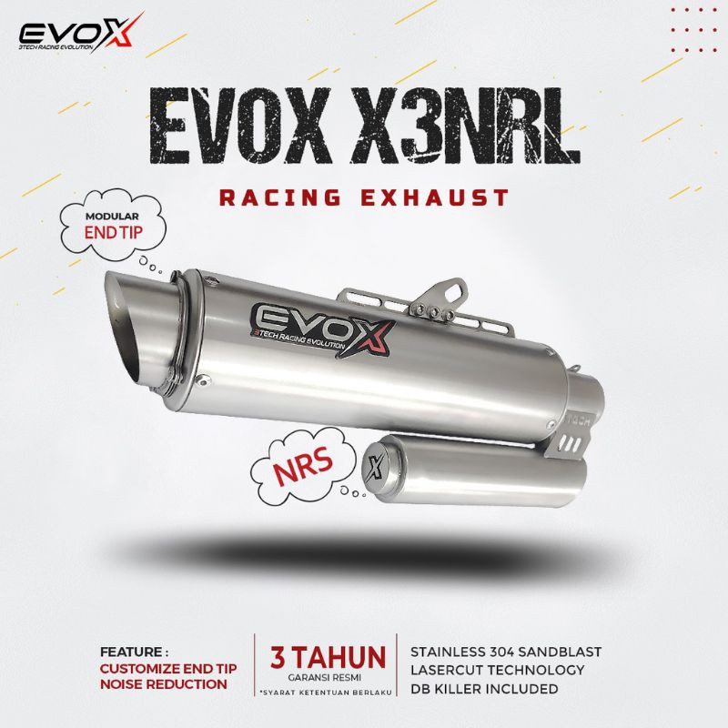 Knalpot Racing EVOX by 3tech tridente Sport&Matic 250cc bonus 3modular End Tip