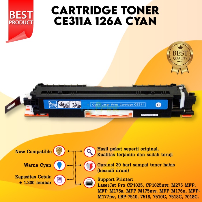 Toner Cartridge HP CE310A cf350a 130a 126A Black Pro cp1025 cp1025nw M175nw Canon 329 729 LBP7018C