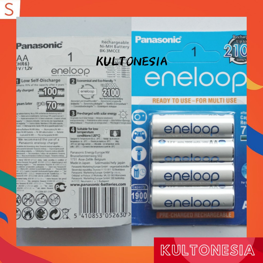 Baterai Charger Eneloop Panasonic AA 1900 mAh 4pcs