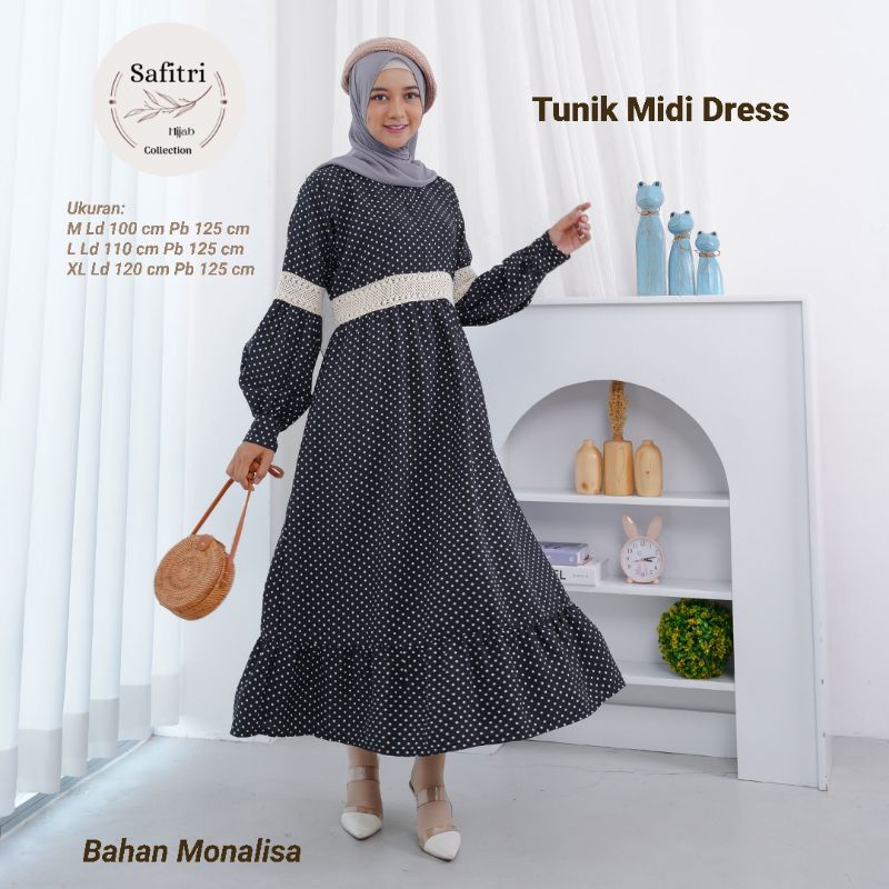 Tunik Midi Dress BY ORI SAFITRI/Bahan Monalisa