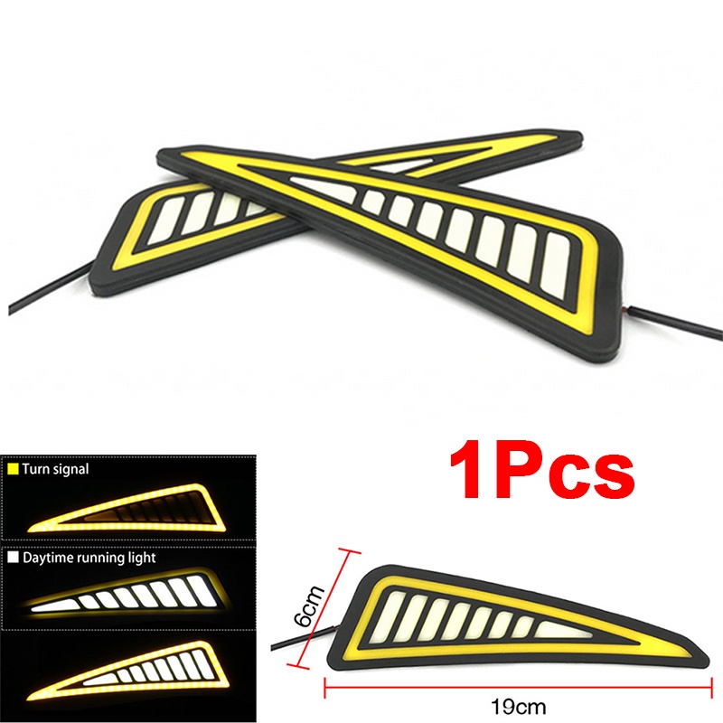 {LUCKID}Car LED Bumper Strip COB Daytime Running Light Yellow Turn Signal DayLight DRL