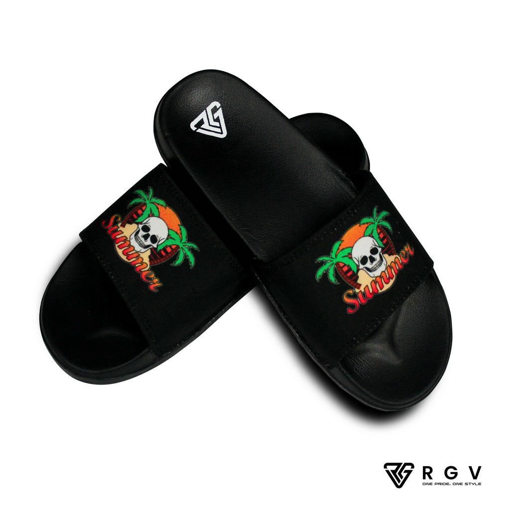 RGV - SANDAL PRIA DAN WANITA SLIDE SLIP ON SENDAL ANTI LICIN RINGAN SELOP SKULL SUMMER GREEN