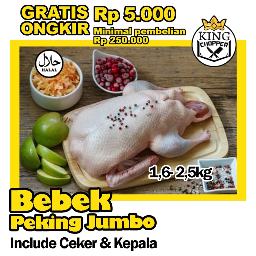 

BEBEK PEKING BESAR FROZEN FRESH POTONG SEGAR DAGING HIBRIDA AYAM BEKU KAMPUNG PEJANTAN PAHA DADA