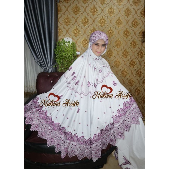 Mukena bando putih  bordir bukittinggi