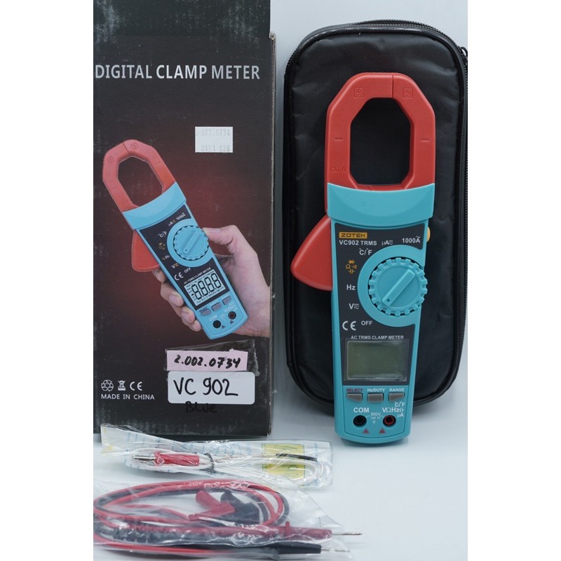 Zotek Blue VC902 Tang Ampere Clamp Multimeter 1000A True RMS Auto Ranging Digital - SKU 2.002.0734