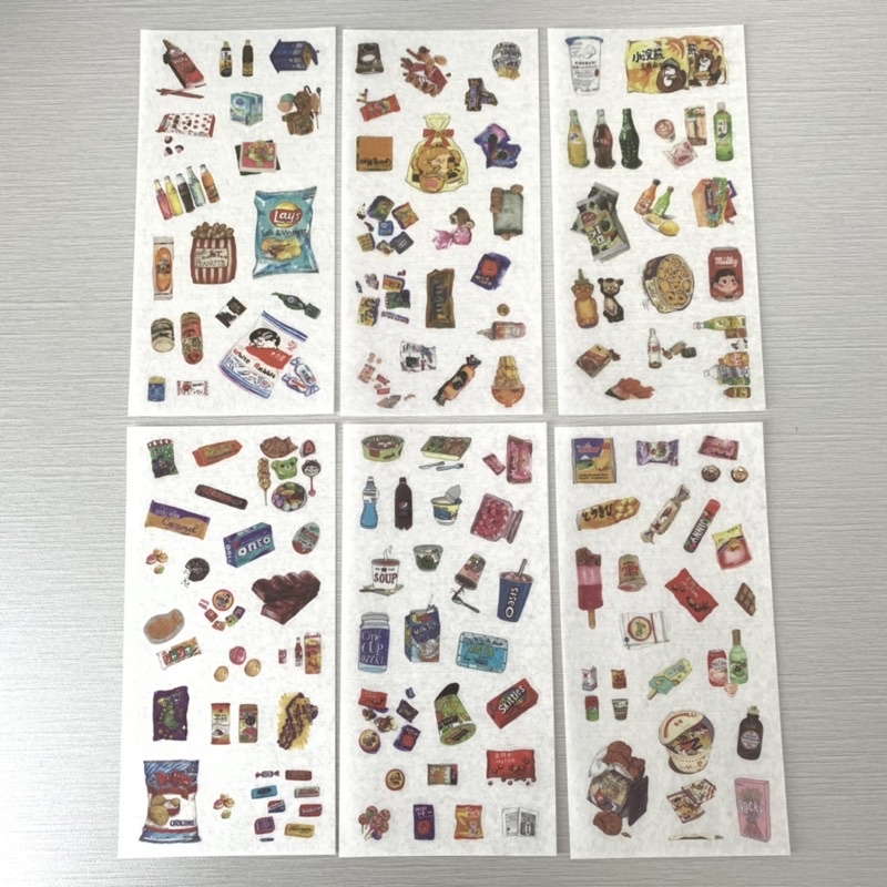 

6pcs/set Snack n drink sticker bahan washi aesthetic estetik