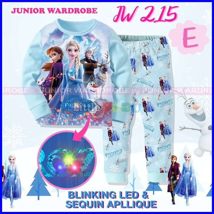 PIYAMA BAJU TIDUR ANAK PEREMPUAN FROZEN ANNA ELSA BLUE GOWN OLAF LED JW215-E