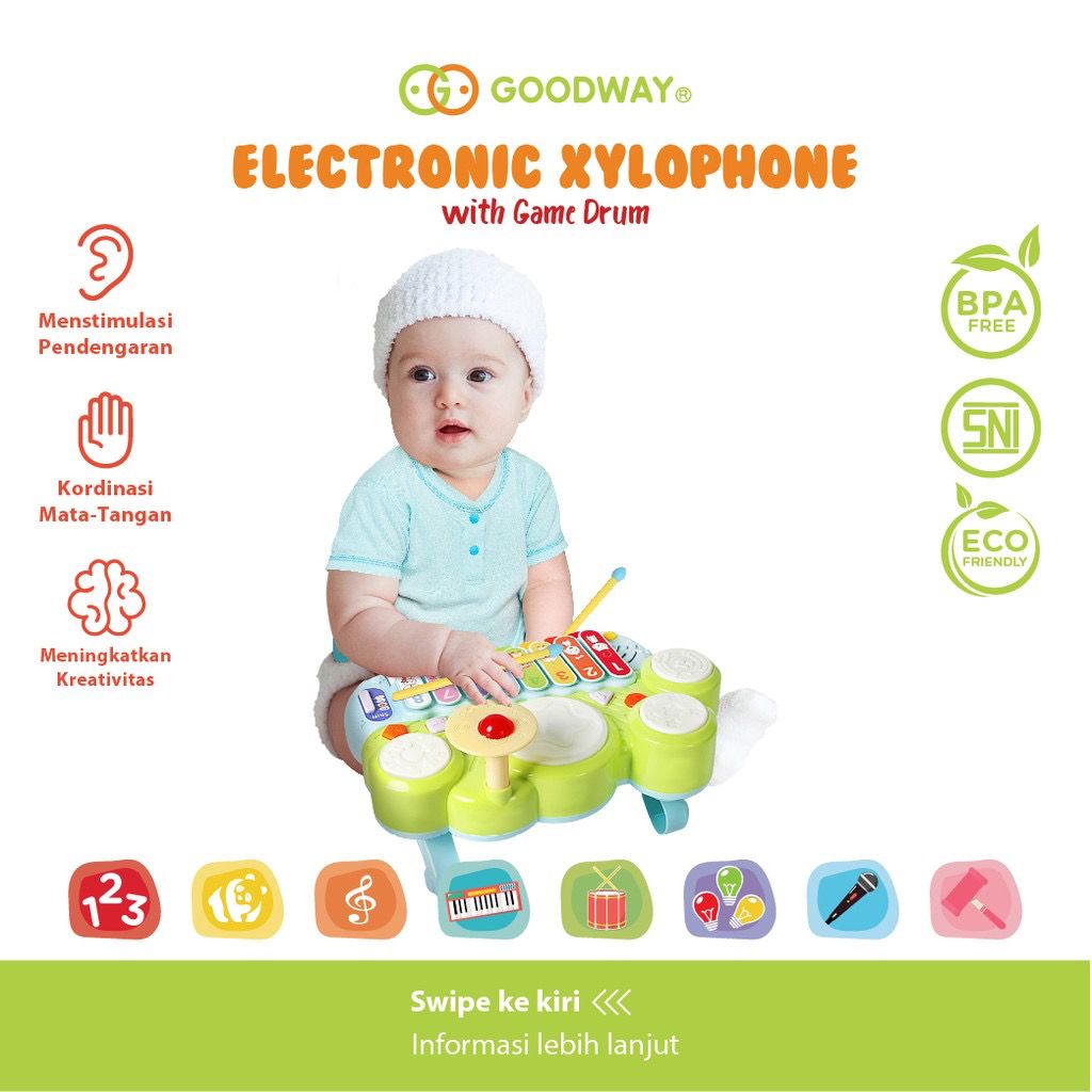 Goodway Electric Xylophone With Gamr Drum-Mainan Drum