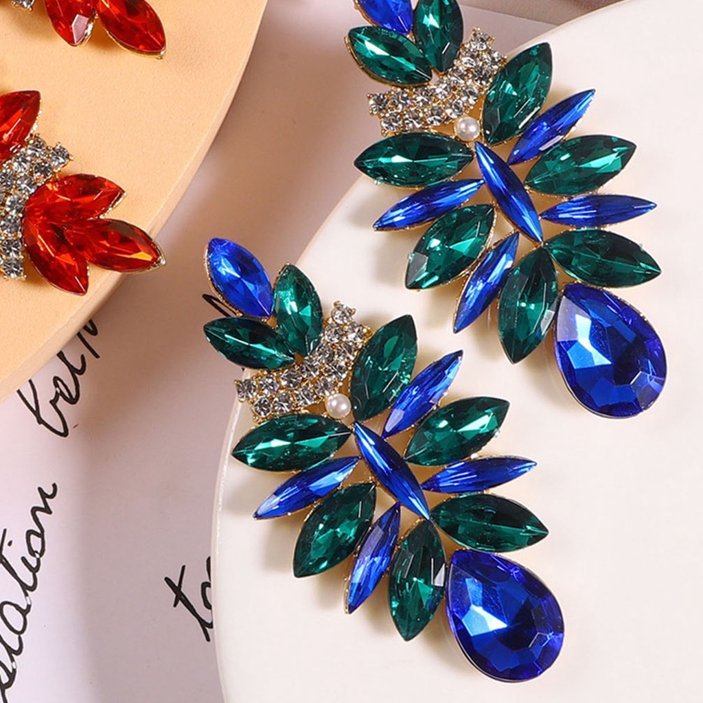 Hu Hu Hu Hu Hu Alat Bantu Pasang Kacamata♡ 1 Pasang Anting Stud Bentuk Water Drop Aksen Berlian Imitasi Untuk Wanita