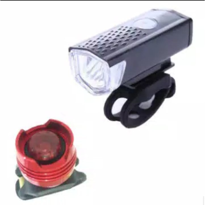 Lampu Led Set Sepeda Depan Putih + Belakang Merah