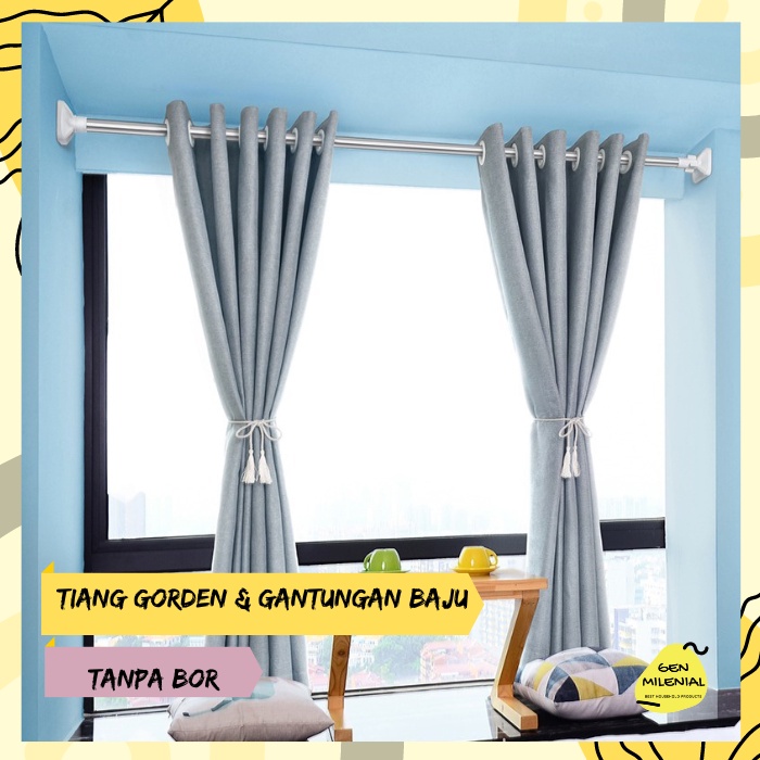 Jual Tiang Jemuran Gantungan Baju Flexible Tanpa Paku Tirai Tiang Shower Gorden Horden Orden