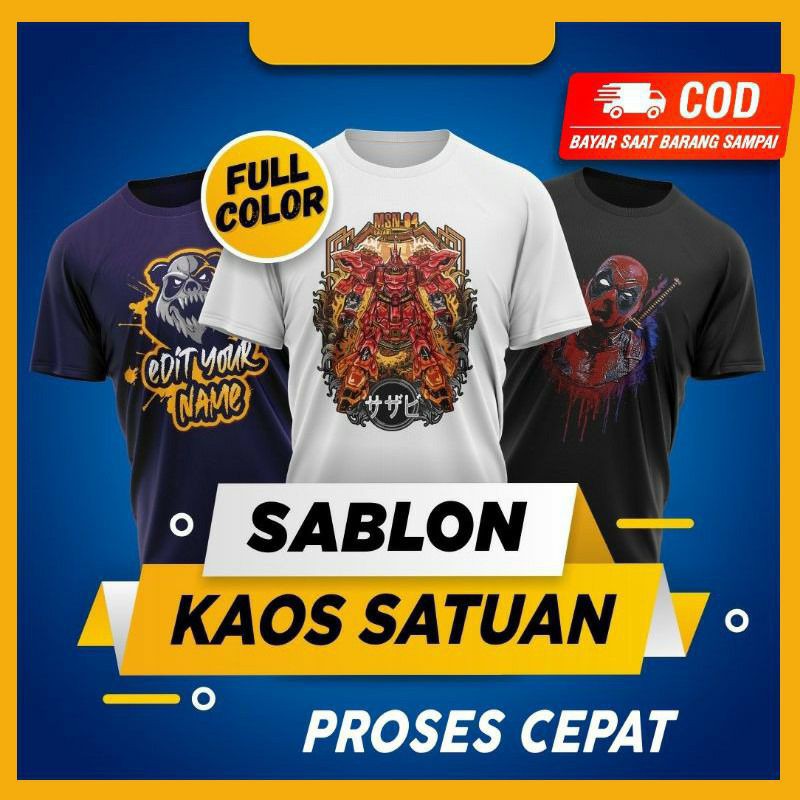 KAOS CUSTOM SATUAN !! KAOS LENGAN PENDEK PRINT CUSTOM FOTO / TULISAN / NAMA