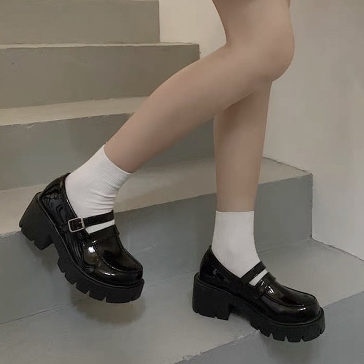 AVANCEID 1975 Heels Sepatu Sneakers Wanita Kerja Docmart Hitam Import