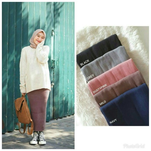 ROK SPAN RAJUT WANITA BAHAN KNIT / SPAN RAJUT PANJANG