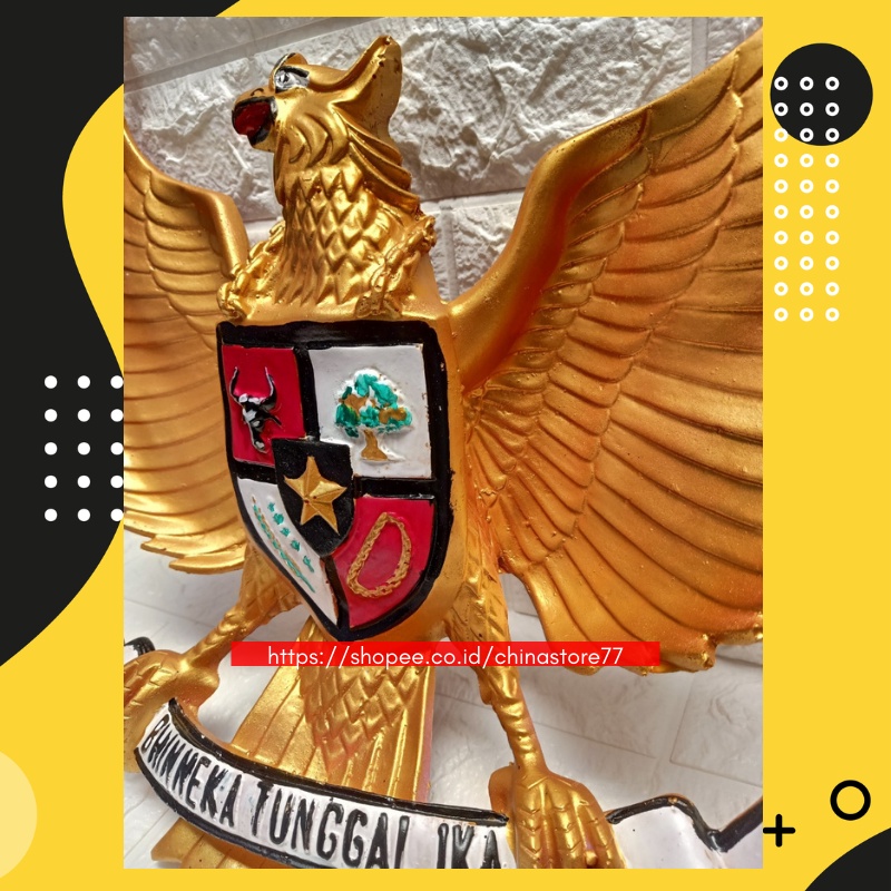 Hiasan Dinding Garuda Pancasila 3 Dimensi Fiber Lambang Negara Burung Garuda Gold Timbul