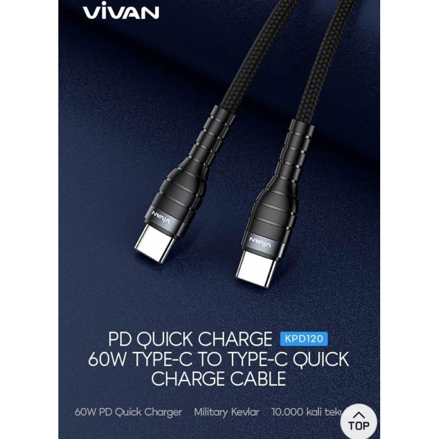 Kabel Type C to Type C Original VIVAN KPD120 Fast Charging