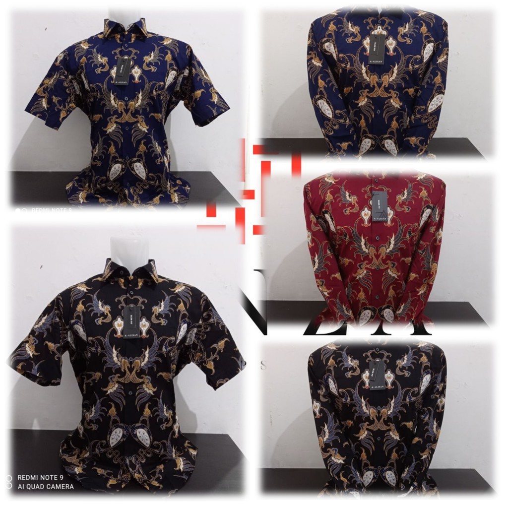 ALISAN Batik Printing Lengan Panjang/Pendek HITAM/BIRU/MERAH SLIMFIT 0147