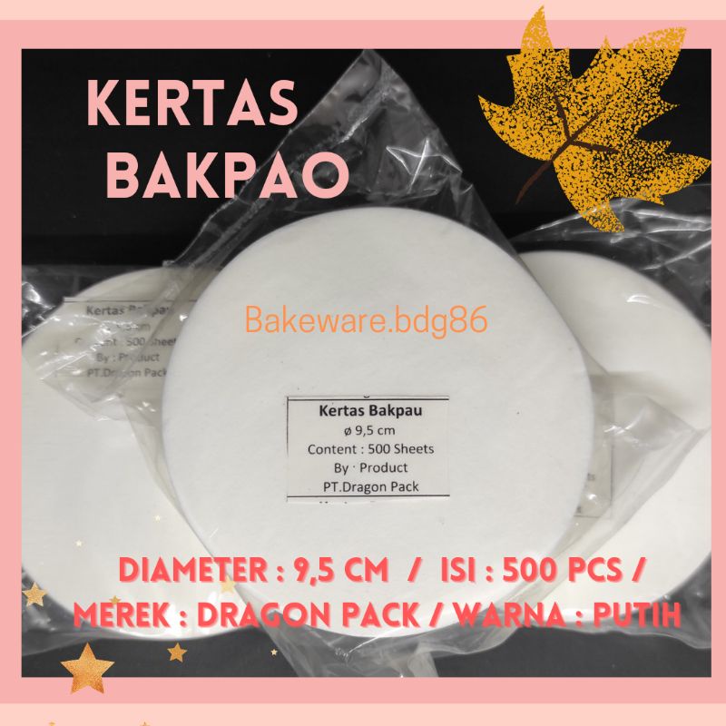 

KERTAS BAPAO ALAS BAKPAU 9,5 CM DRAGON PACK 500 PCS KERTAS BAKPAO