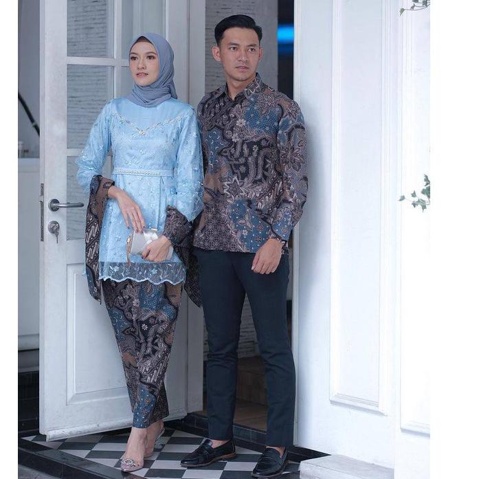 Jual Harga Spesial New Arrival Set Couple Kebaya Arunika Blue Kebaya Wisuda Kebaya Lamaran