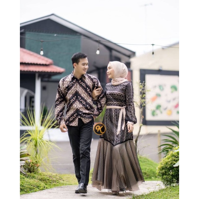 DRESS COUPLE KEMEJA BATIK NILAM BLACK | DRESS TERBARU DRESS LEBARAN BAJU PESTA TERBARU