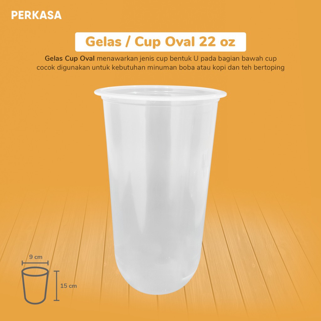 Gelas Cup Oval U 22 Oz/ U Cup Plastik Oval /Cup Boba / Cup u 22 oz