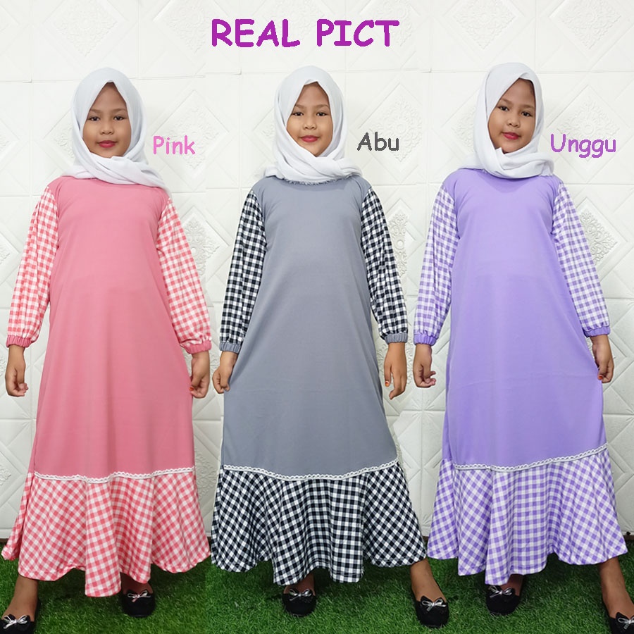 CARLINA Gamis Anak Sofia Kotak Renda Cantik 5-13tahun