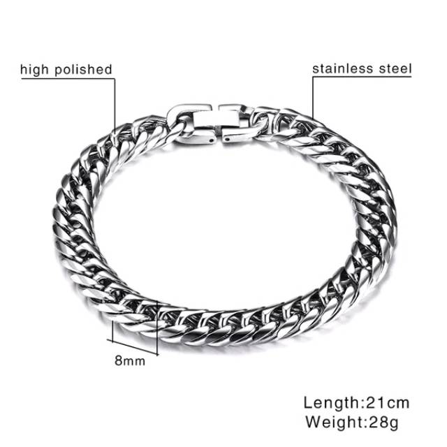 Gelang Pria Rantai Sedang Titanium 316L