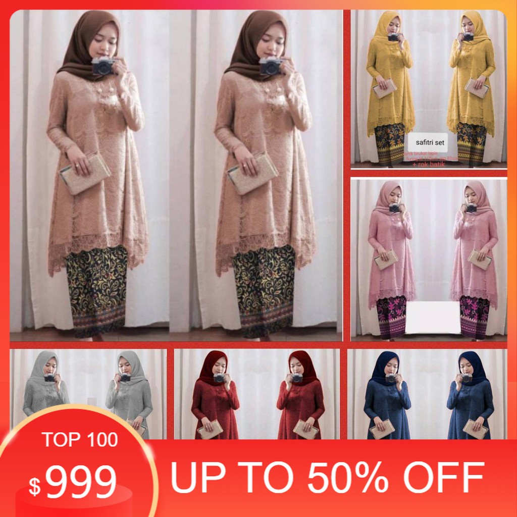 Promo  (BEST SELLER) SET SaFiTRi S M L XL XXL KEBaYa aDELia PREMiuM +ROK BaTiK + BRuKaT TEBaL / SETE