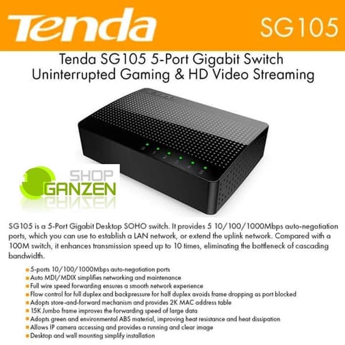 Tenda SG105 5-Port Gigabit Desktop Switch