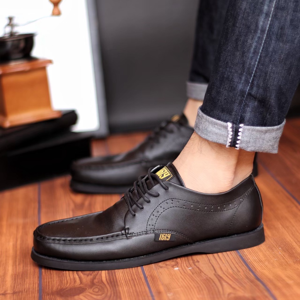 HDS X VOSLY Monza Sepatu Formal Pantofel Pria Hitam Tali Kerja Kantor Kuliah Fashion Original 1619