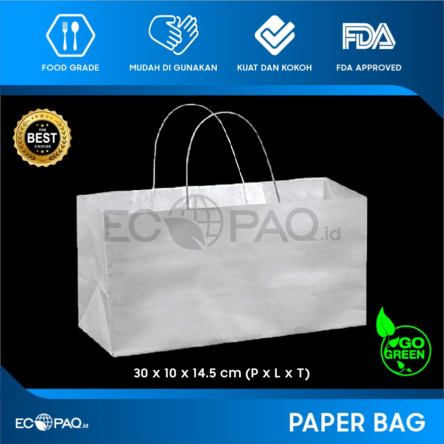 

Paper Bag Ikan Bandeng - Paperbag Polos - PUTIH - 30x10x14.5 cm (20 pcs)