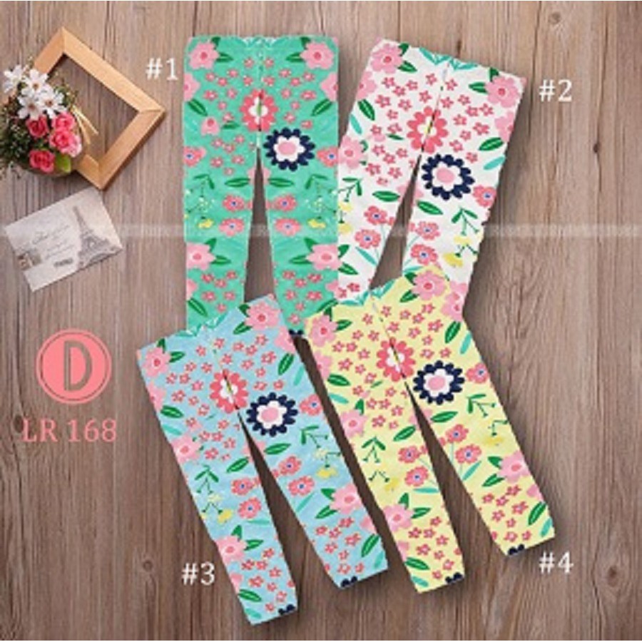 LR 168 Celana Legging Anak Panjang Motif Bunga D1 D2