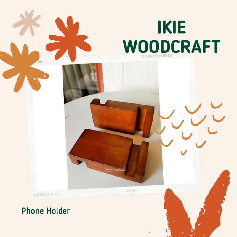 IKIE Stand dudukan hp / handphone / phone holder kayu