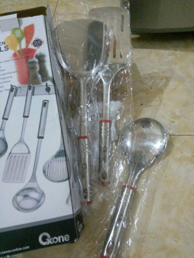 Oxone Ox-963 Kitchen Tools Sendok Masak Sodet Spatula Ox 963 Sutil Set Peralatan Masak Stainless